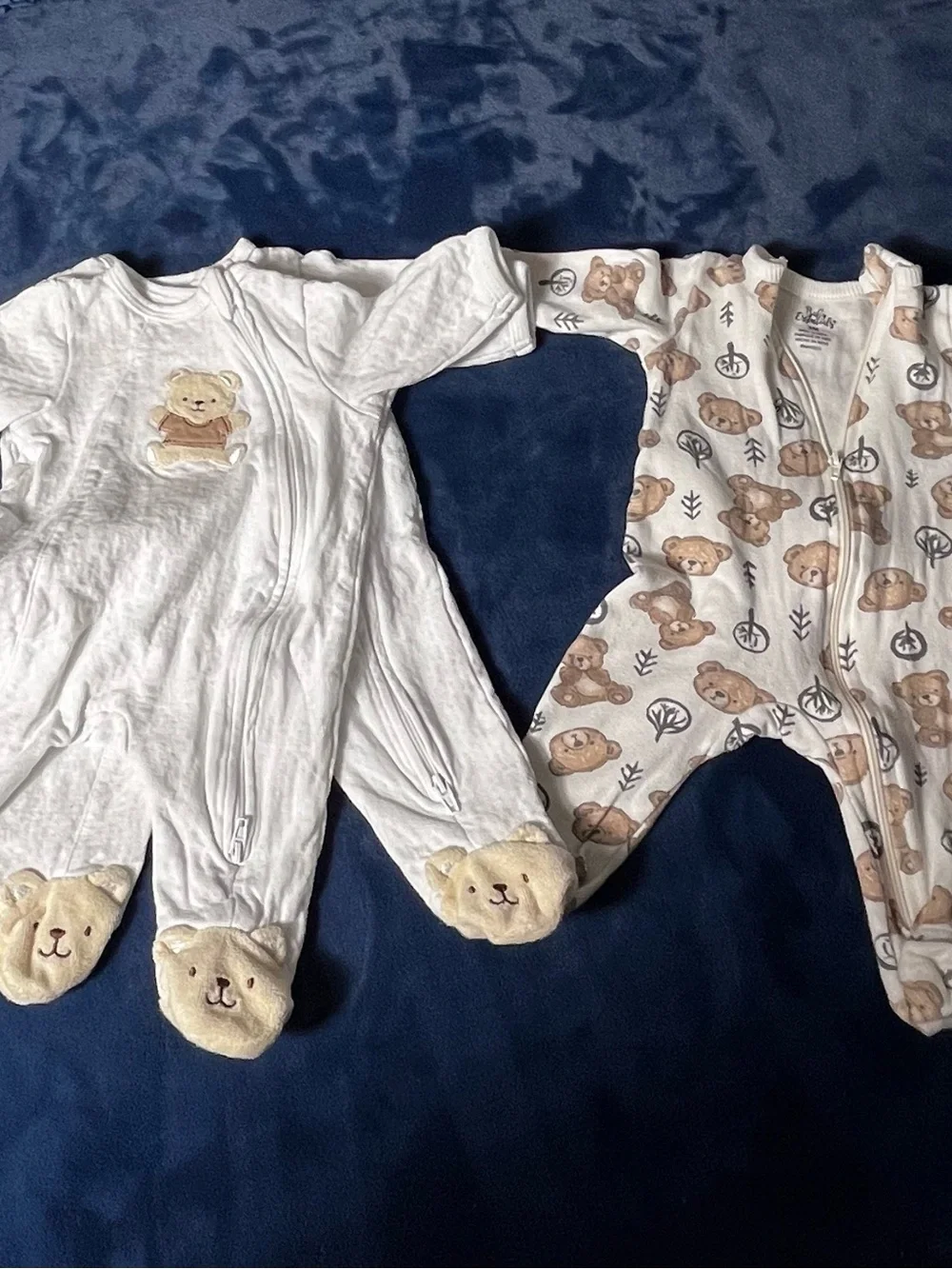 Twin Set With A Back-up. Cream Teddy Footed Onesies  3-pc set